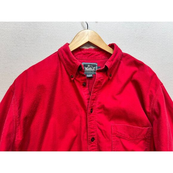 Woodrich Mens Long Sleeve Button Down Shirt Large Red Cotton Casual Pocket - Picture 4 of 12
